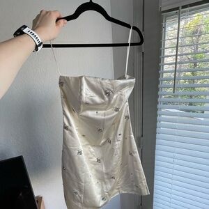 Elegant Cream Mini Dress with Silver Accents, second bridal look, bachelorette